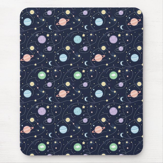 Tapis De Souris Motif sans couture de planètes du système solaire (Devant)