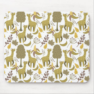 Tapis De Souris Motif sans couture Giraffe jaune blanc arrière - p