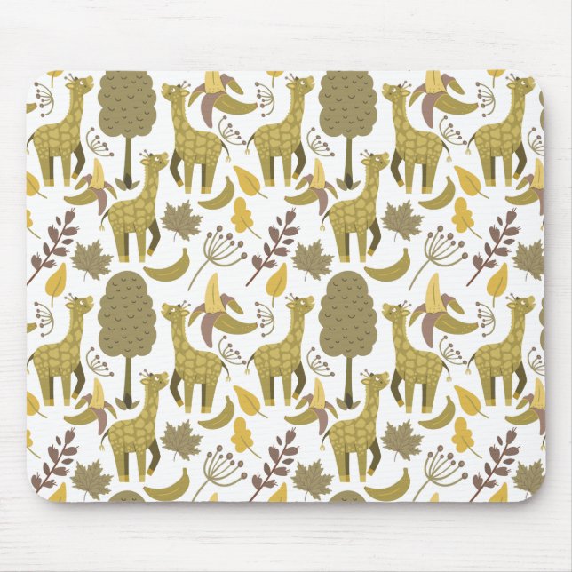 Tapis De Souris Motif sans couture Giraffe jaune blanc arrière - p (Devant)