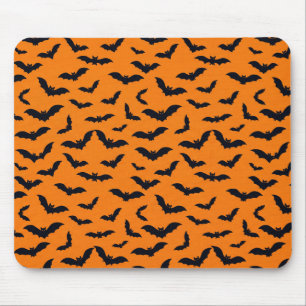 Tapis De Souris Motif sans couture orange chauves-souris noires Ha