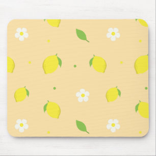 Tapis De Souris Motif sans couture orange jaune avec des fleurs bl