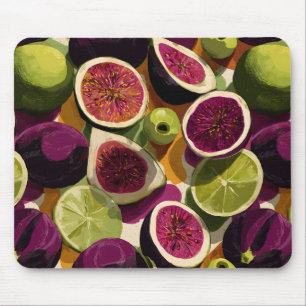 Tapis De Souris Motif sans couture vibrant de figues tranchées et