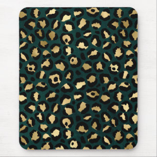 Tapis De Souris Motif série léopard sarcelle et or Design 1