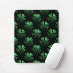 Tapis De Souris Motif Shamrock brillant vert foncé sur noir