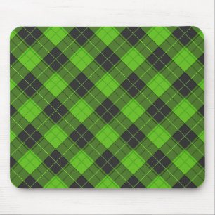 Tapis De Souris Motif simple en diagonale tartane en vert foncé