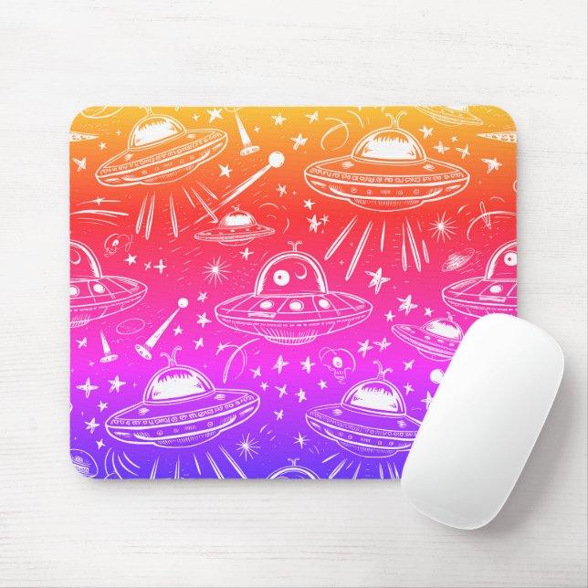 Tapis De Souris Motif spatial coloré (Avec souris)