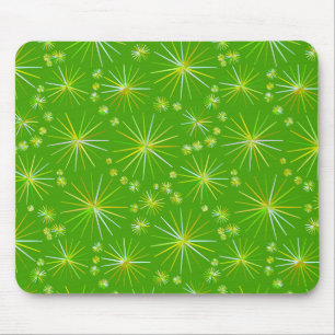 Tapis De Souris Motif Spoutnik du milieu du siècle, Vert olive