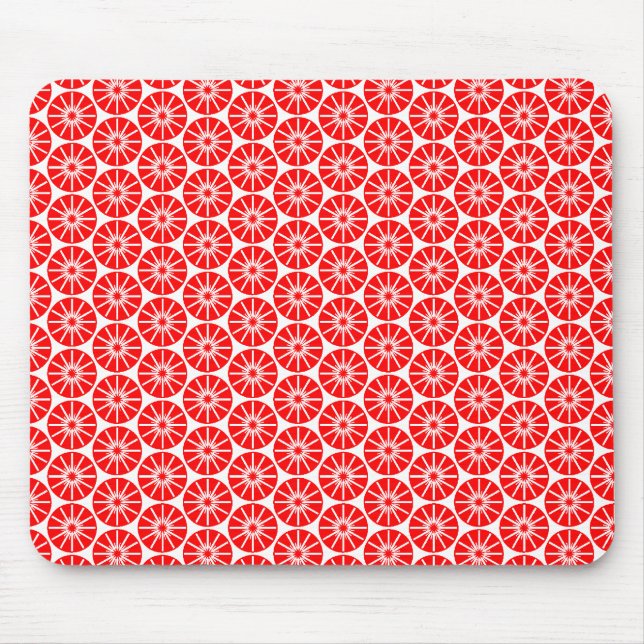 Tapis De Souris Motif Star Wheel - Rouge sur blanc (Devant)