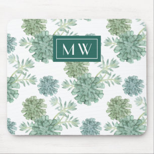 Tapis De Souris Motif succulent du bonheur d'usine du monogramme