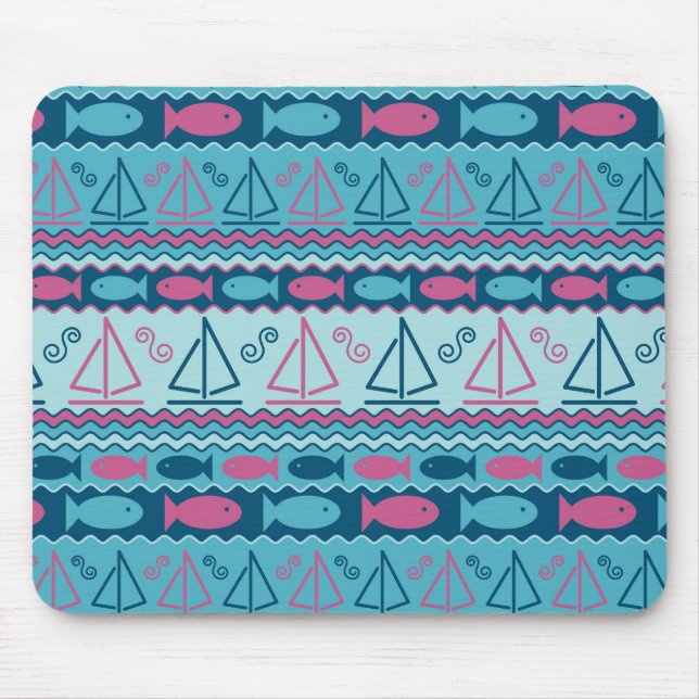 Tapis De Souris Motif Super Fun Fish And Sailboat (Devant)