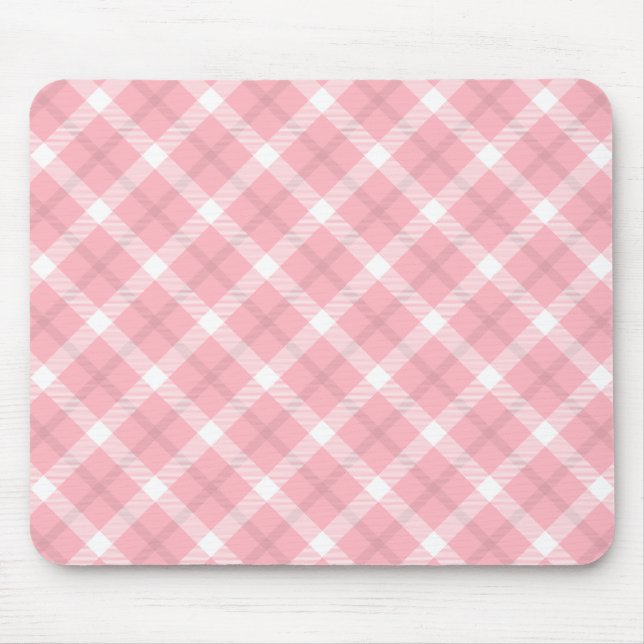 Tapis De Souris Motif Tartan Rose Et Blanc (Devant)