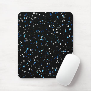 Tapis De Souris Motif terrazzo noir bleu moderne tendance