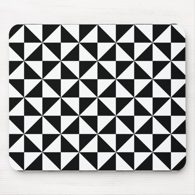 Tapis De Souris Motif triangulaire noir et blanc (Devant)