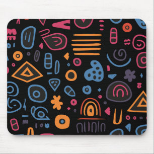 Tapis De Souris Motif tribal abstrait néon géométrique noir