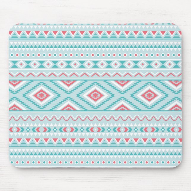 Tapis De Souris Motif tribal Aztec Turquoise et rose (Devant)
