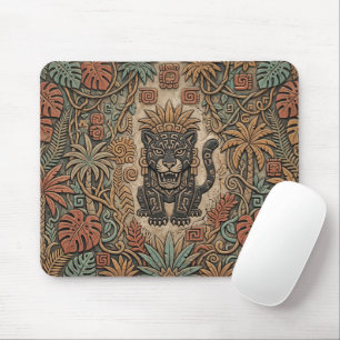 Tapis De Souris Motif tribal de guerrier jaguar aztèque jungle