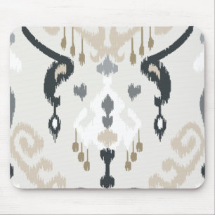 Tapis De Souris Motif tribal d'ikat blanc noir beige moderne chic