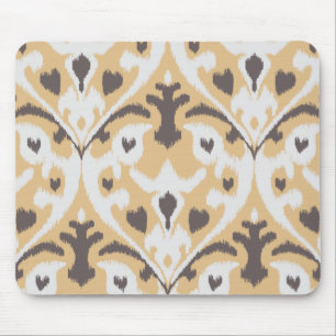 Tapis De Souris Motif tribal d'ikat brun beige de couleur chamois