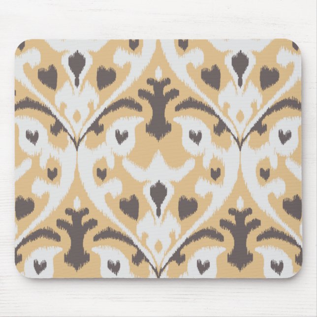 Tapis De Souris Motif tribal d'ikat brun beige de couleur chamois (Devant)