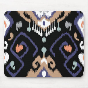 Tapis De Souris Motif tribal d'ikat noir beige moderne