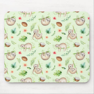 Tapis De Souris Motif tropical de paresse de noix de coco