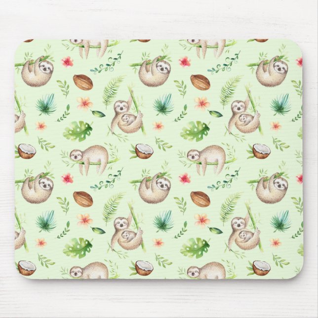 Tapis De Souris Motif tropical de paresse de noix de coco (Devant)