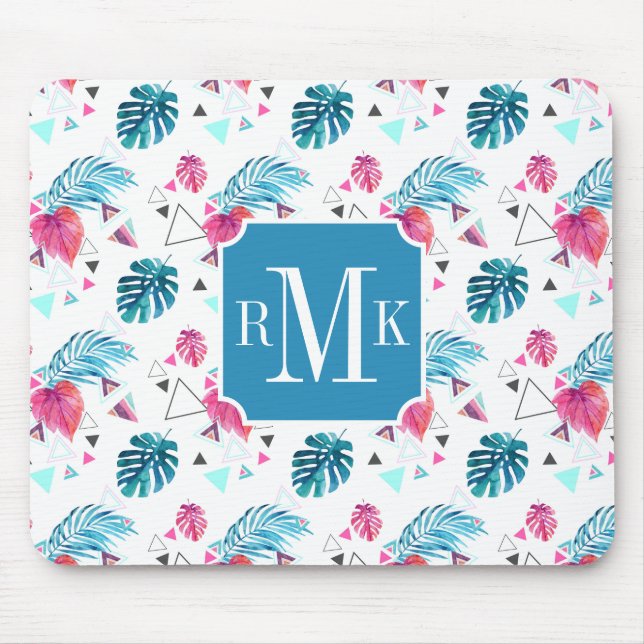 Tapis De Souris Motif tropical de triangle de feuille (Devant)