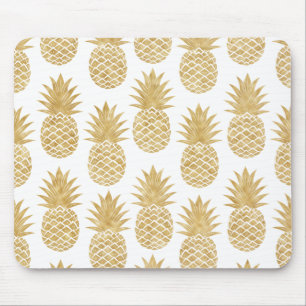 Tapis De Souris Motif tropical élégant d'ananas d'or blanc