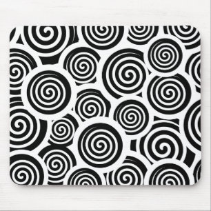 Tapis De Souris Motif vectoriel spirale noire et blanche
