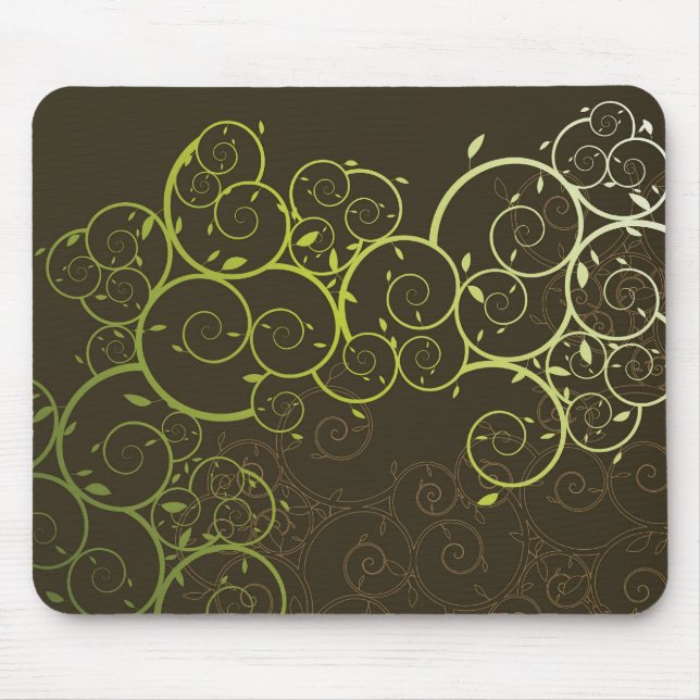 Tapis De Souris Motif vert en spirale ornemental Mousepad de (Devant)