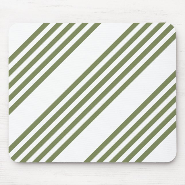 Tapis De Souris Motif vert olive et blanc cinq bandes (Devant)