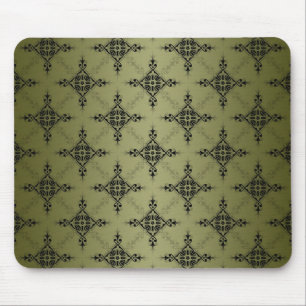 Tapis De Souris Motif vert olive et noir Damas