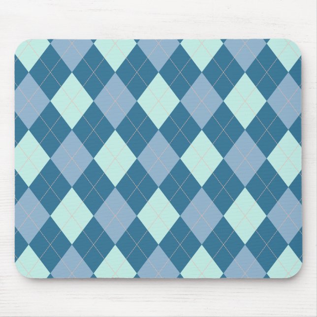 Tapis De Souris Motif vintage Argyle bleu (Devant)