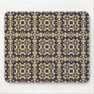 Tapis De Souris Motif vintage de damassé d'art, d'or