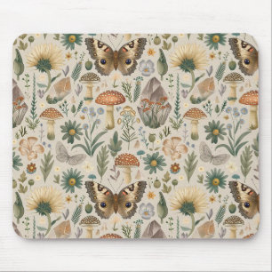 Tapis De Souris Motif vintage de fleurs champignon et papillon
