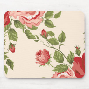 Tapis De Souris Motif Vintage Élégant de roses rouges joliment ros