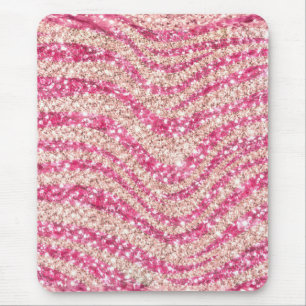 Tapis De Souris Motif zèbre paillettes rose blush girly