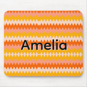 Tapis De Souris Motif Zig Zag Moderne Jaune, Orange et Blanc