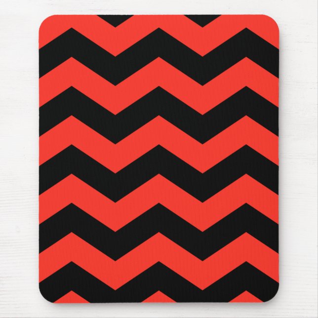 Tapis De Souris Motif Zig Zag Rouge et Noir (Devant)