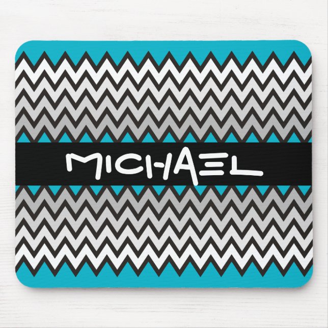 Tapis De Souris Motif ZIGZAG - noir blanc gris + votre idée (Devant)