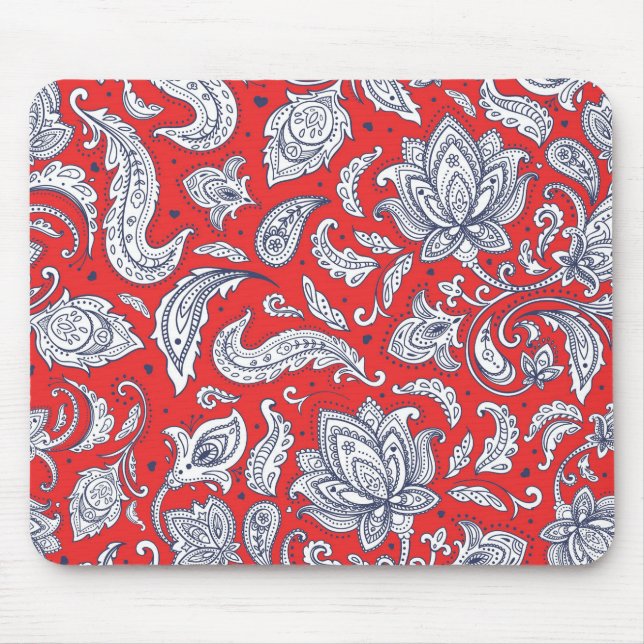 Tapis De Souris Motifs de fleurs vintage rouges mignons (Devant)
