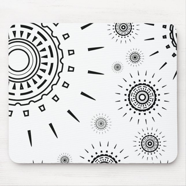 Tapis De Souris Motifs d'éclats noirs sur fond blanc (Devant)