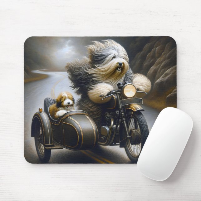 Tapis De Souris Moto Collie Avec Sidecar (Avec souris)