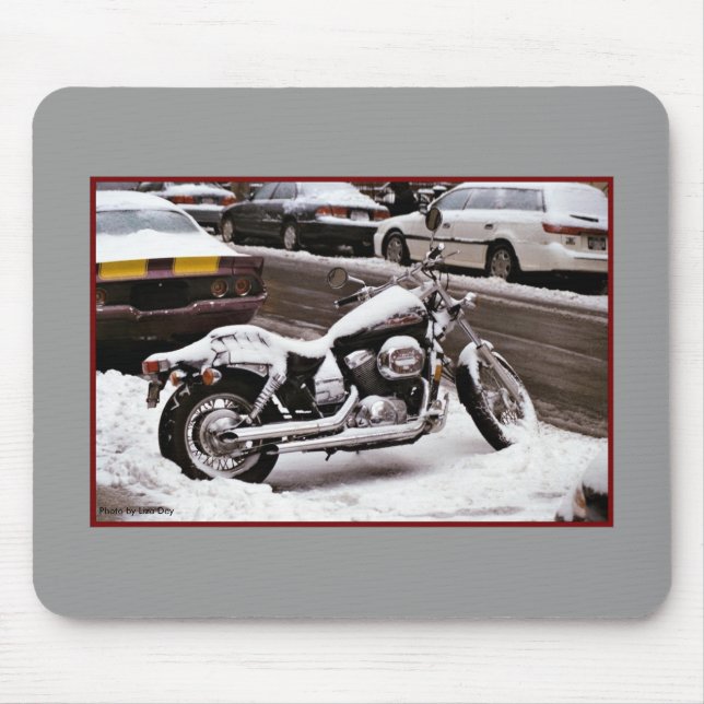 Tapis De Souris 'Moto en hiver' Mousepad (Devant)
