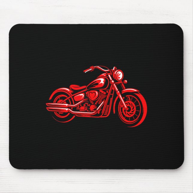 Tapis De Souris Motorcycle Heart Biker Valentines Day Rider Couple (Devant)