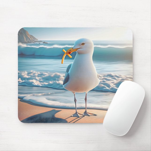 Tapis De Souris Mouette Aux Fries Françaises (Avec souris)