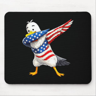 Tapis De Souris Mouette drôle qui dab avec drapeau américain oisea