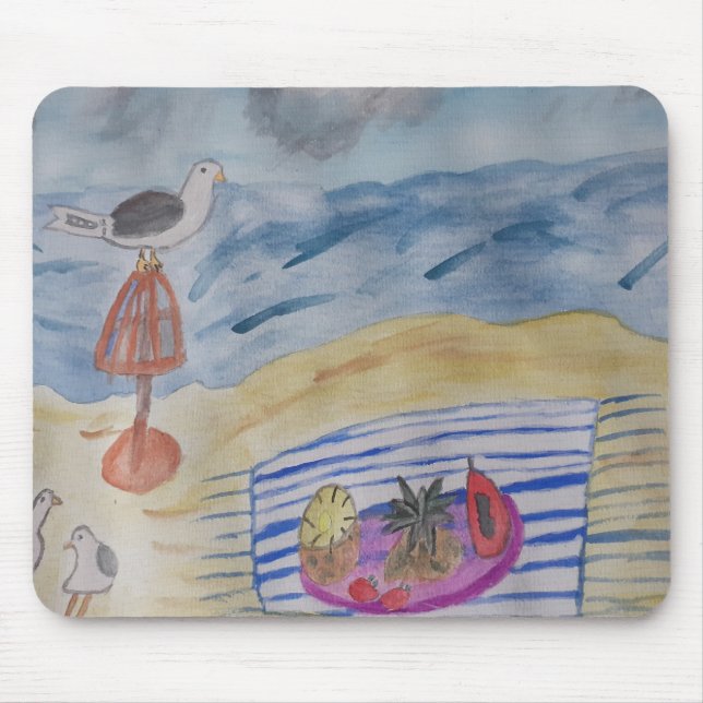 Tapis De Souris Mouettes Sur La Plage (Devant)