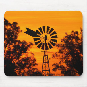 Tapis De Souris Moulin à vent au coucher du soleil, Australie