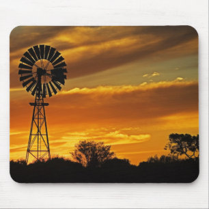 Tapis De Souris Moulin à vent et coucher de soleil, William Creek,